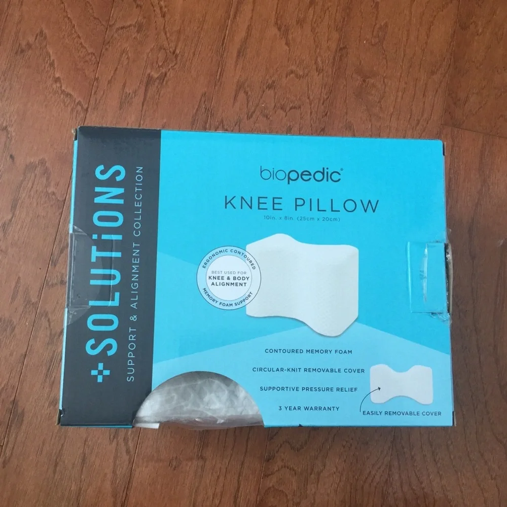 NIB Solutions Biopedic Ergonomic Knee Pillow Memory Foam White Posture Comfort